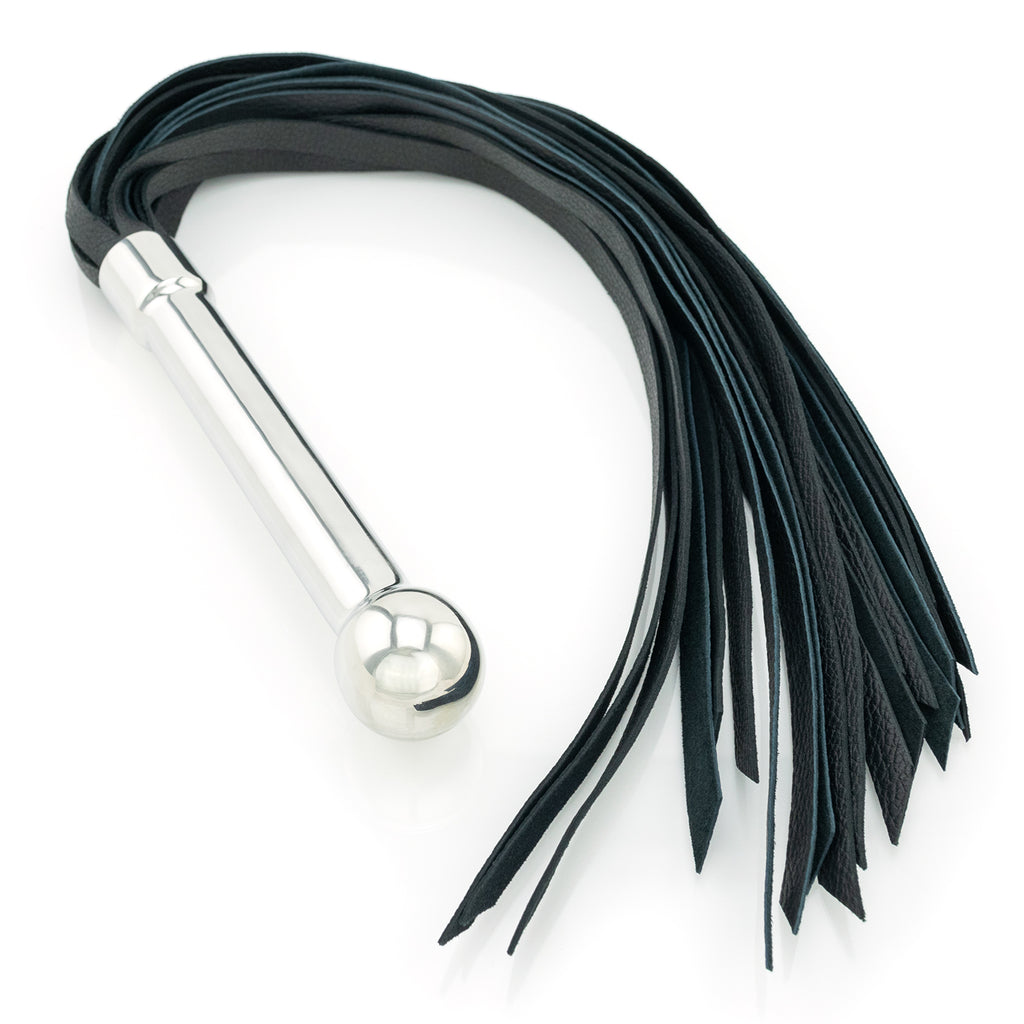 Leather Flogger with Curved Steel Handle